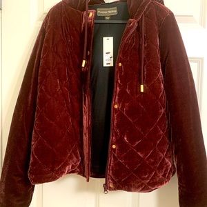 Francesca’s Women’s Jacket Quilted Velour Hooded